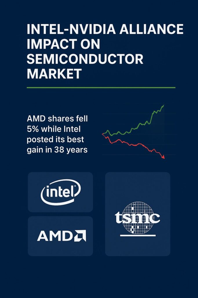 Chart showing Intel-Nvidia partnership impact on AMD, TSMC, Qualcomm and other competitors